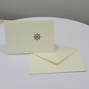 12 ct Roberts And Reid Cream Blank Note Cards & Envelopes Nautical Ship Helm